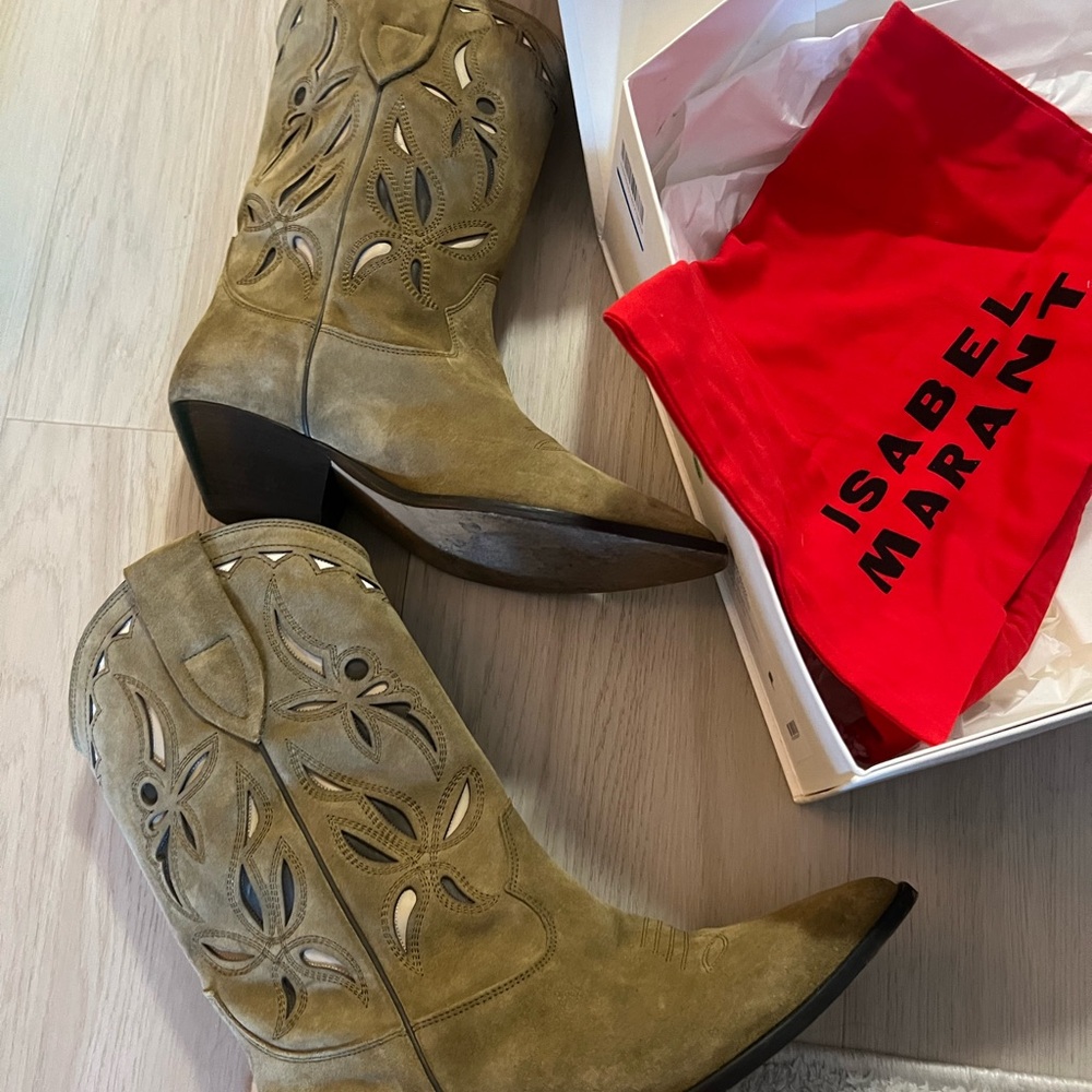 Isabel Marant Olive Cut-Out Boots like brand new